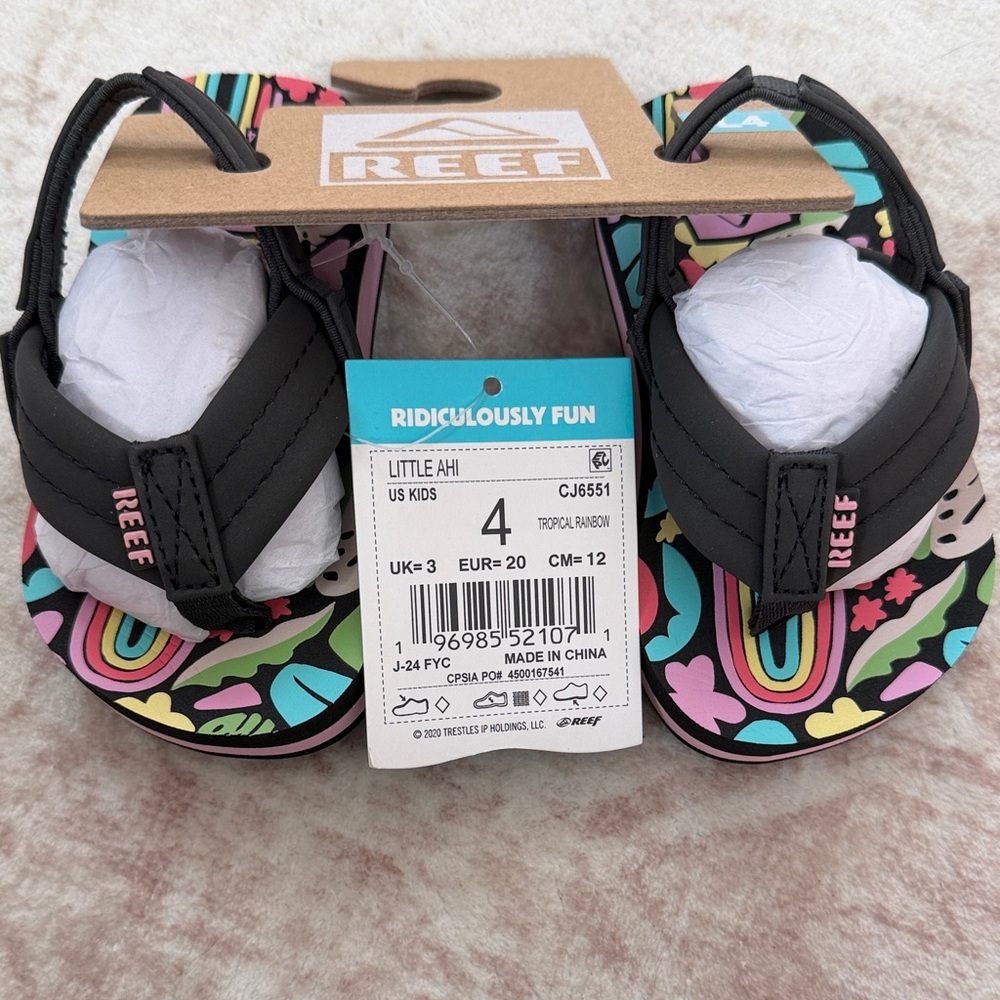 Reef Kids Sandals - Black with Multicolor Pattern